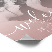 Elegante Calligraphy Foto Rose Gouden Bruiloft Poster (Hoek)