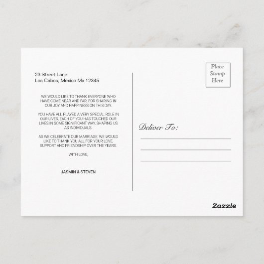 Elegante Calligraphy Huwelijksfoto Dankjewel Briefkaart (Achterkant)