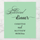 Elegante Calligraphy Licht Turquoise Oefendiner Wijn Etiket (Enkel label)