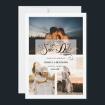 Elegante Calligraphy Nepparel Effect 3 Foto Save The Date<br><div class="desc">Modern en elegant ontwerp gedrukt Calligraphy Nepparel Effect 3 Foto Huwelijk Save the Date dat kan worden aangepast met uw tekst. Klik op de "Pas het aan" knop en gebruik onze ontwerp tool om deze template aan te passen. Kijk in de Graphic Art Design winkel voor andere producten die bij...</div>