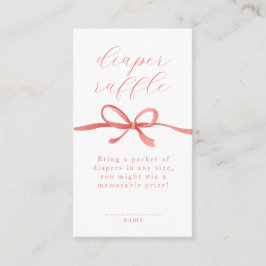 Elegante Calligraphy Roze Strik Meisjes Luier Raff Informatiekaartje