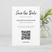 Elegante Calligraphy Script QR Code Foto Save The  Save The Date (Staand voorkant)