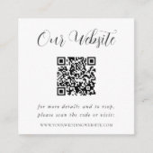 Elegante Calligraphy Trouwwebsite QR-code Informatiekaartje (Voorkant)