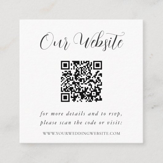 Elegante Calligraphy Trouwwebsite QR-code Informatiekaartje (Voorkant)