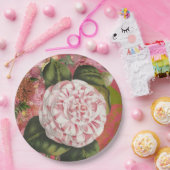 Elegante  Camellia Bloemen Collage Papieren Bordje (Feest)