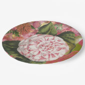 Elegante  Camellia Bloemen Collage Papieren Bordje (Gekanteld)