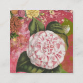 Elegante  Camellia Floral Chic Square Vierkante Visitekaartje (Achterkant)