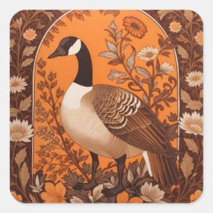 Elegante Canadese Gans William Morris Geïnspireerd Vierkante Sticker