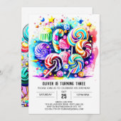 Elegante Candyland Printable Verjaardag Kaart (Voorkant / Achterkant)
