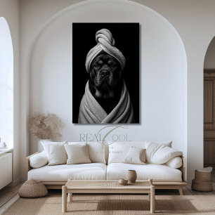 Elegante Canine Art of "Duke" in handdoek tulband Poster