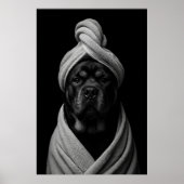 Elegante Canine Art of "Duke" in handdoek tulband Poster (Voorkant)