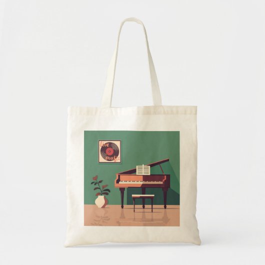 Elegante Canvas tas met een muziekthema (Voorkant)