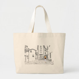 Elegante Canvas tas met handgetekende oude stad