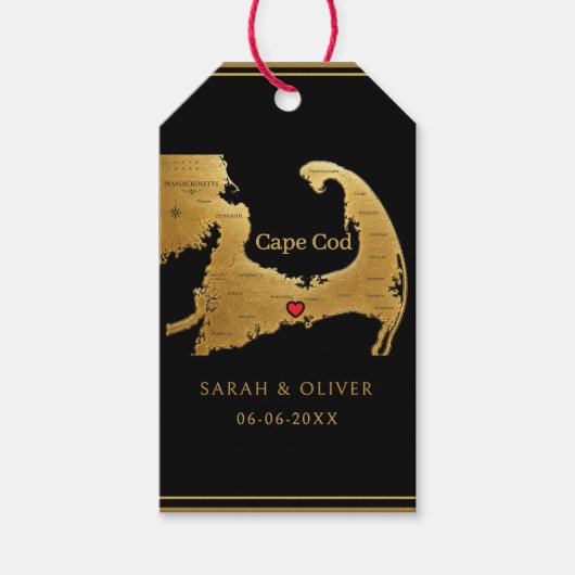 Elegante Cape Cod Kaart Trouw  Cadeaulabel (Voorkant)