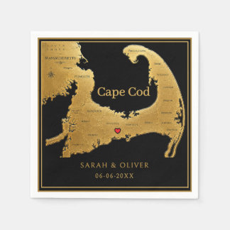 Elegante Cape Cod Kaart Trouw Servet