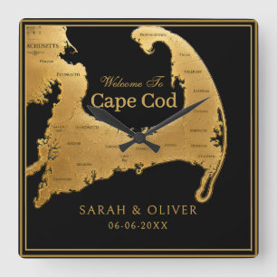 Elegante Cape Cod welkomstkaart Vierkante Klok