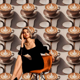 Elegante Cappuccino Café Latte Art Peel en Stick Behang