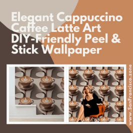Elegante Cappuccino Café Latte Art Peel en Stick Behang