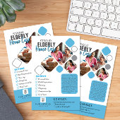 Elegante Caregiver foto Grijs & Blauw Ontwerp Flyer