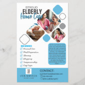Elegante Caregiver foto Grijs & Blauw Ontwerp Flyer (Voorkant)