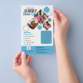Elegante Caregiver foto Grijs & Blauw Ontwerp Flyer (Hand)