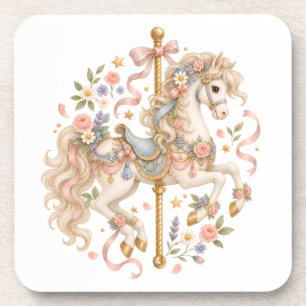 Elegante Carrouselpaard Franse Sprookje Bier Onderzetter