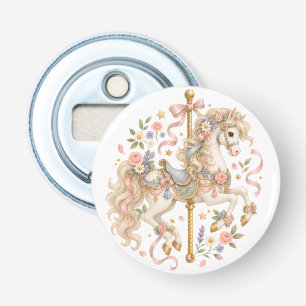 Elegante Carrouselpaard Franse Sprookje Button Flesopener