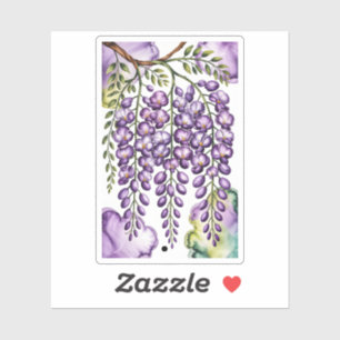 Elegante Cascadende Paarse Wisteria Botanische Blo Sticker