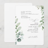 Elegante cascading eucalyptus bruiloft afgerond kaart (Voorkant / Achterkant)