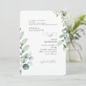 Elegante cascading eucalyptus bruiloft afgerond kaart (Staand voorkant)