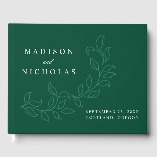 Elegante Cascading Green Leaves Fotobruiloft Gastenboek (Voorkant)