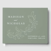 Elegante Cascading Sage Green Leaves Fotobruiloft Gastenboek (Voorkant)