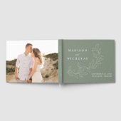 Elegante Cascading Sage Green Leaves Fotobruiloft Gastenboek (Volledig)