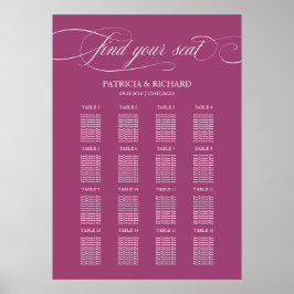 Elegante Cassis bruiloft zitplaatsenkaart bord Poster