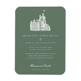 Elegante Castle Green bruiloft uitnodiging Magneet