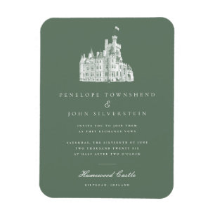 Elegante  Castle Green bruiloft uitnodiging Magneet