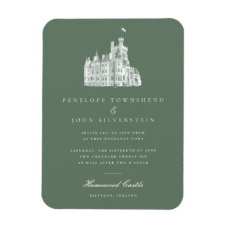 Elegante  Castle Green bruiloft uitnodiging Magneet