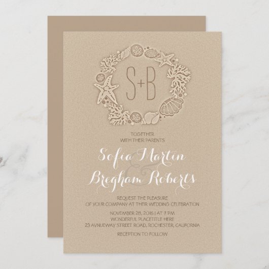 Elegante casual strand bruiloft uitnodigingen (Voorkant / Achterkant)