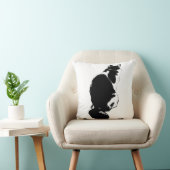 Elegante Cat Back Silhouette Inkt Kunstkussen Kussen (Stoel)
