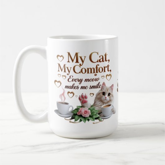 Elegante Cat Comfort Mok – 15 oz Classic Gift (Links)