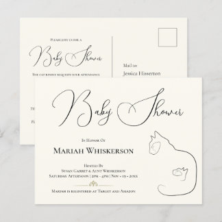 Elegante Cat & Kitten Baby shower Uitnodiging Briefkaart