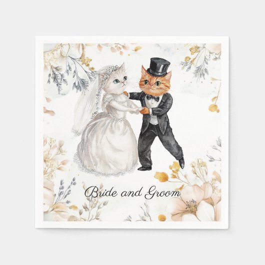Elegante Cat Wedding Schattige & Classy Cat Servet (Voorkant)