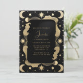 Elegante Celestial Black & Gold Stars 30e verjaard Kaart (Staand voorkant)