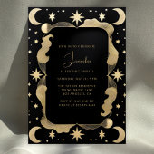Elegante Celestial Black & Gold Stars 30e verjaard Kaart