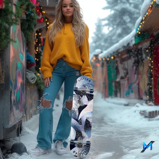 Elegante Celestial Blue Abstracte & vloeiende patr Persoonlijk Skateboard