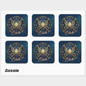 Elegante Celestial Crab Zonneteken Zwart Goud Kank Vierkante Sticker (Vel)