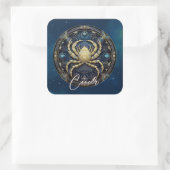 Elegante Celestial Crab Zonneteken Zwart Goud Kank Vierkante Sticker (Tas)