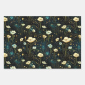 Elegante Celestial Floral Midnight Blue & Gold Inpakpapier Vel (Voorkant 2)