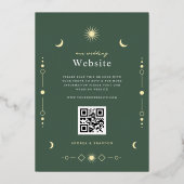 Elegante Celestial Gouden Maan & Zon QR Code Bruil Folie Uitnodiging (Achterkant)