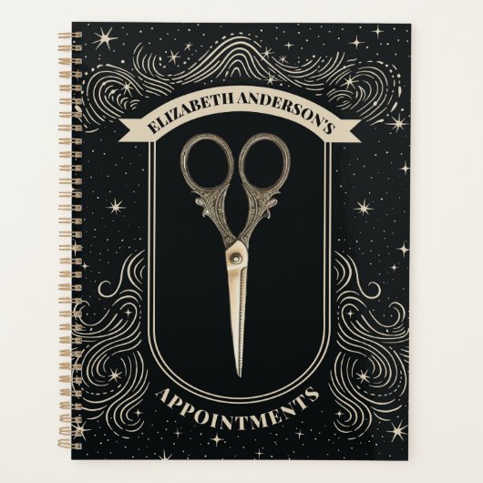 Elegante Celestial Hair Stylist Afspraak Multomap Planner (Voorkant)